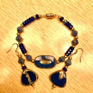 Handmade glass beads bracelet and earrings